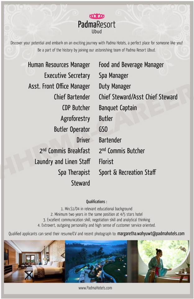 Lowongan Spa Therapist Padma Ubud dan Spa Supervisor Tropical Group Bali