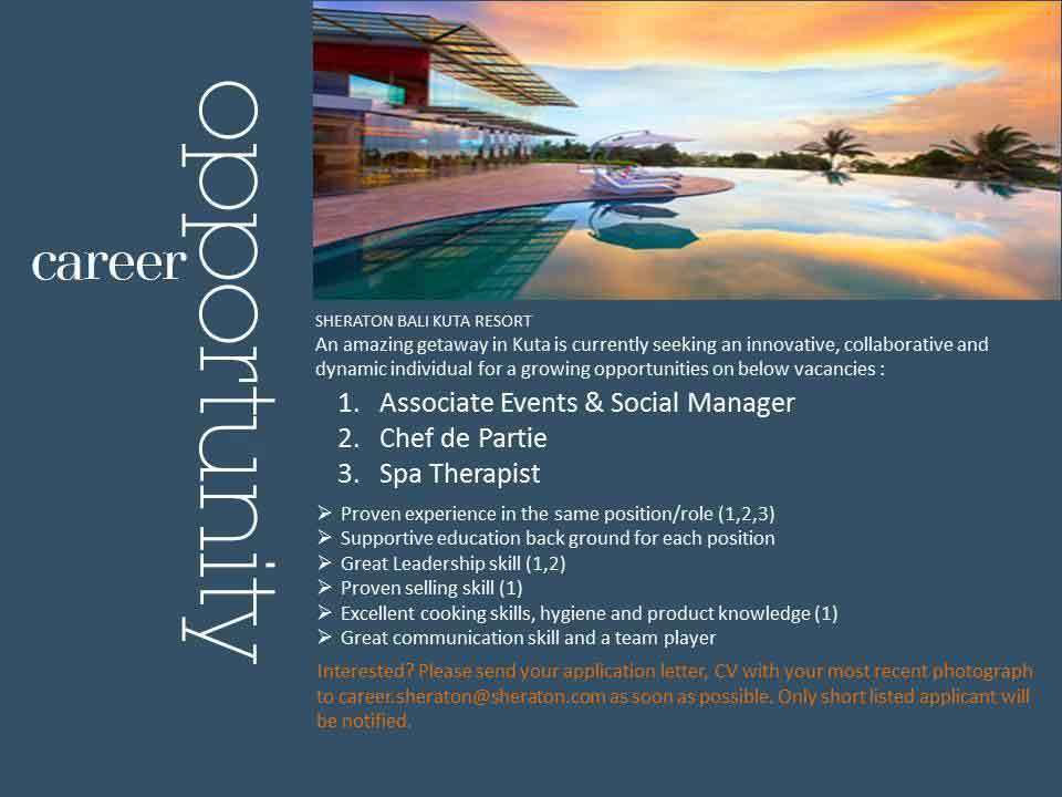 Lowongan Spa Therapist Sheraton Bali Kuta Resort