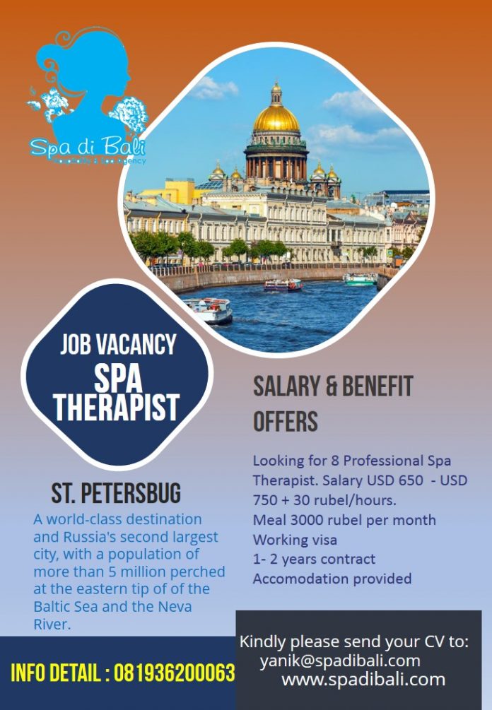 Job Spa Therapist Wanita Rusia - ST Petersbug