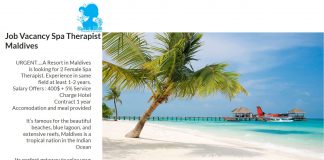 Lowongan Spa Therapist – Maldives Lowongan Spa Therapist - Maldives