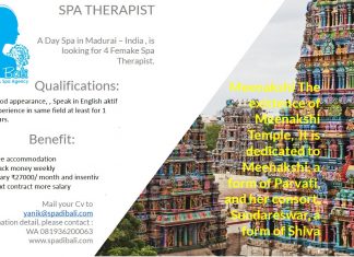 Lowongan Spa Therapist Wanita Madurai – India Lowongan Spa Therapist Wanita Madurai - India