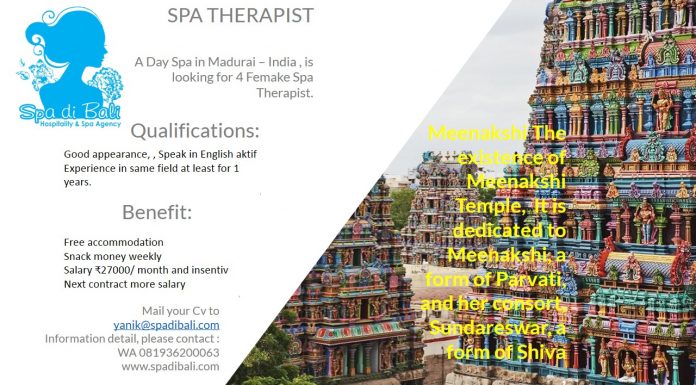 Lowongan Spa Therapist Wanita Madurai - India