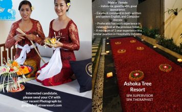 Lowongan Spa Therapist & Spa Supervisor Ashoka Tree Resort - Ubud