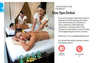 Lowongan / Job Vacancy Spa Therapist Day Spa Dubai