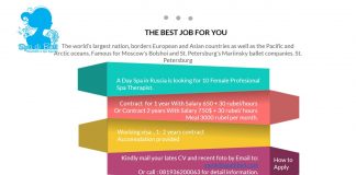 Lowongan / Job Vacancy Spa Therapist Wanita Luar Negeri - Rusia