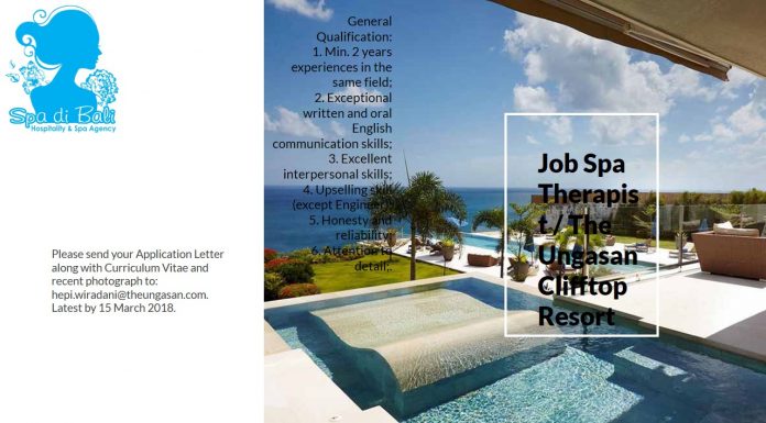 Lowongan Spa Therapist The Ungasan Clifftop Resort