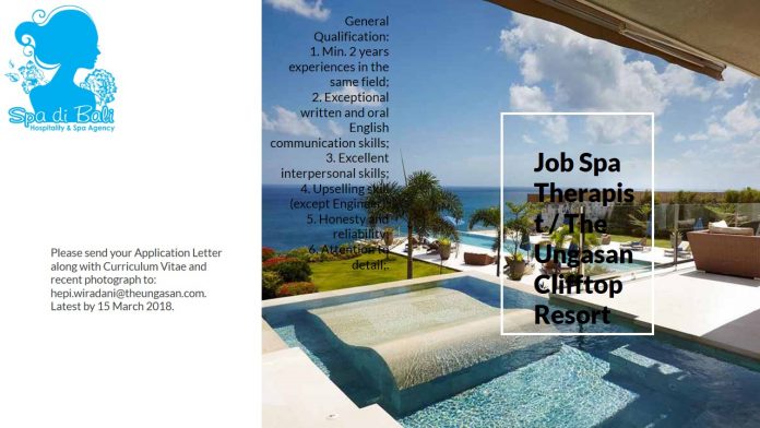 Lowongan Spa Therapist The Ungasan Clifftop Resort Lowongan Spa Therapist The Ungasan Clifftop Resort