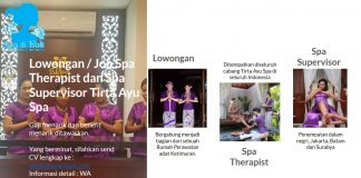 Lowongan / Job Spa Therapist dan Spa Supervisor Tirta Ayu Spa