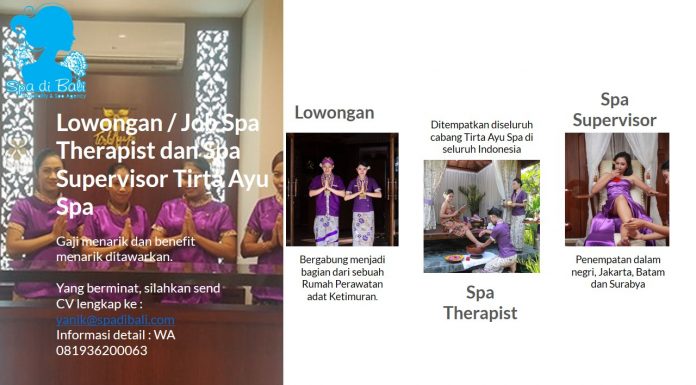 Lowongan / Job Spa Therapist dan Spa Supervisor Tirta Ayu Spa