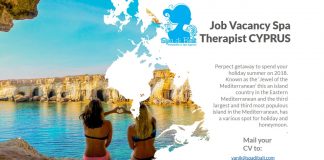 Lowongan / Job Vacancy Spa Therapist Negara Mediteranian Timur - CYPRUS