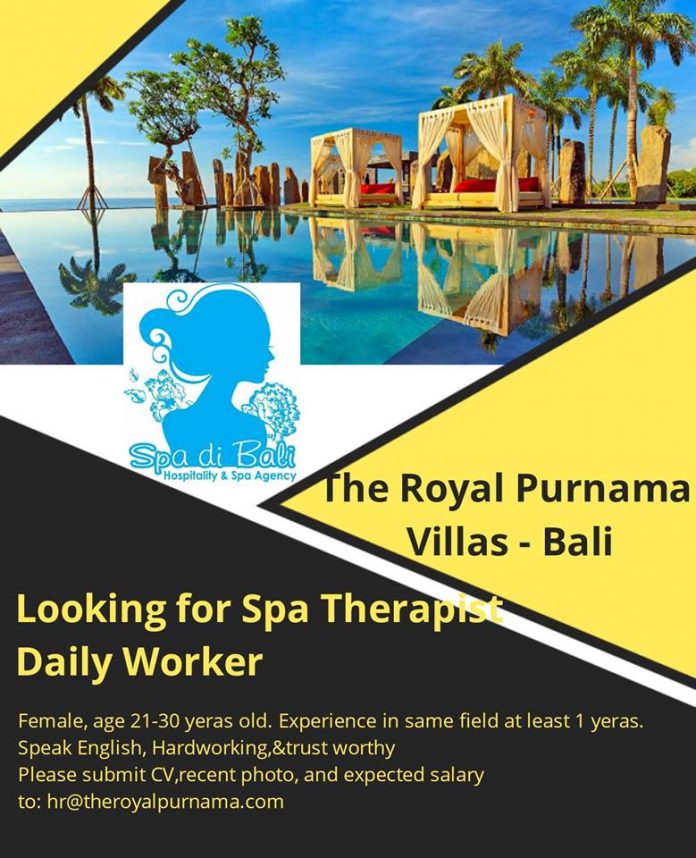 Vacancy Job Spa Therapist DW - The Royal Purnama Villa Gianyar - Bali