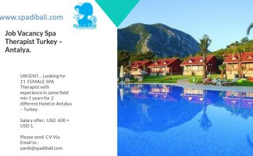 Lowongan / Job Vacancy Spa Therapist Eropa Tenggara Antalya – Turkey Lowongan / Job Vacancy Spa Therapist Eropa Tenggara Antalya - Turkey