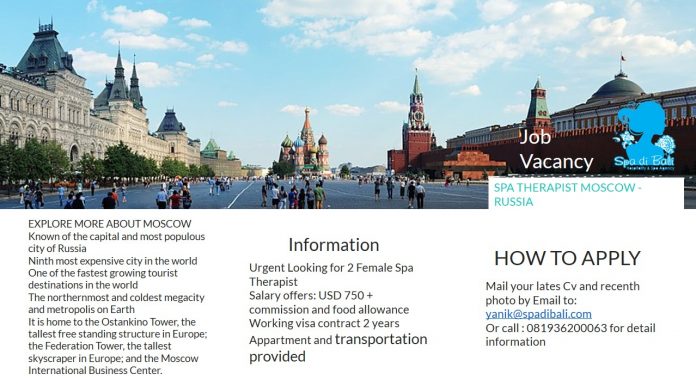 Job Vacancy Spa Therapist Moscow Hal Menarik Tentang Ibukota Rusia - Moscow / Lowongan Spa Therapist Wanita Luar Negeri