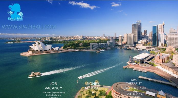 Lowongan / Job Vacancy Spa Therapist Wanita Negara Eropa Sidney - Australia