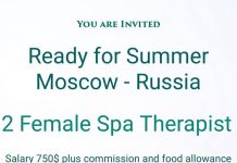 Lowongan Spa Therapist Wanita Ibukota dan Kota Terpadat Rusia – Moscow Lowongan Spa Therapist Wanita Ibukota dan Kota Terpadat Rusia - Moscow